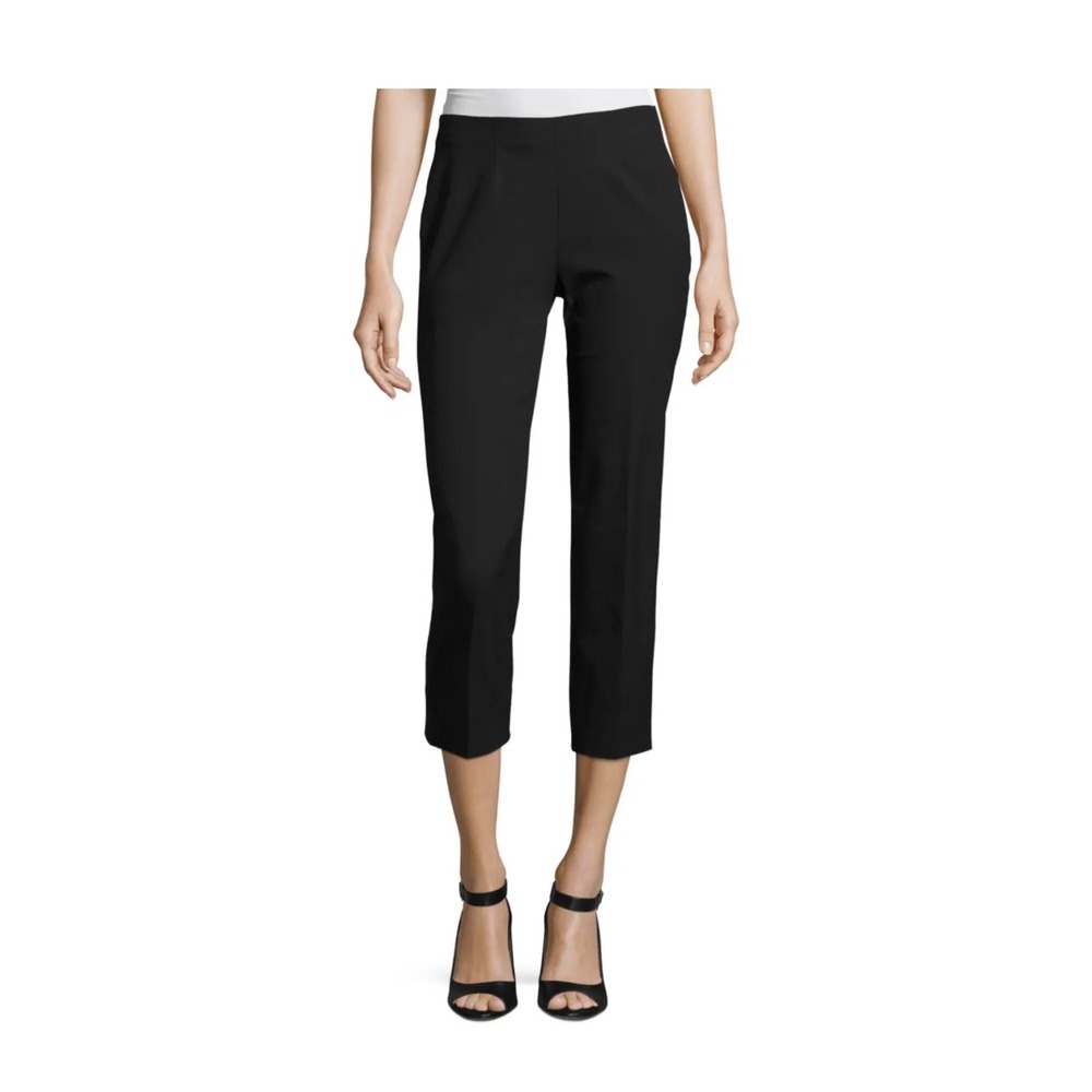 PIAZZA SEMPIONE Audrey Black Cotton Stretch Ankle Pants IT 42 US 6 Quiet Luxury